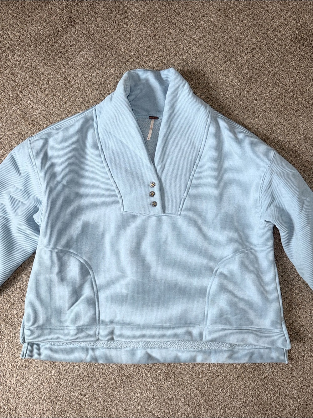Free People Blue Oversized Sherpa Sweatshirt